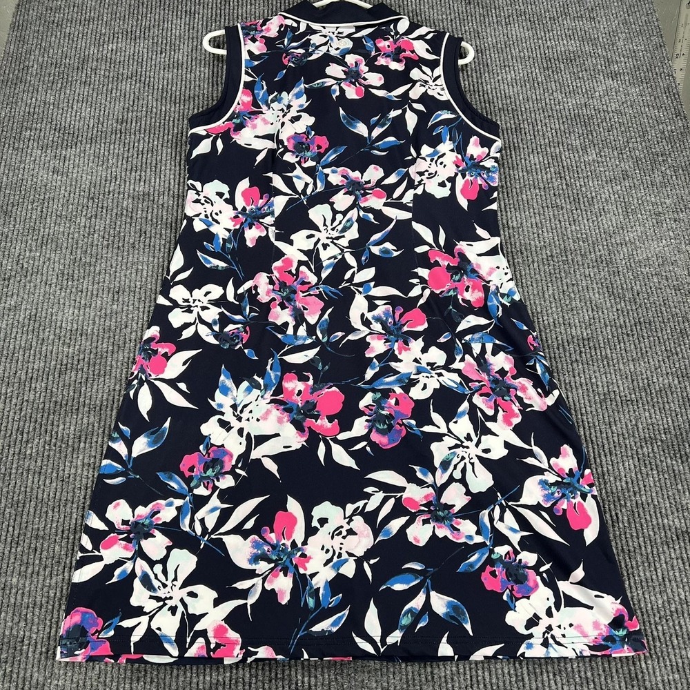 Jofit Navy Floral Sleeveless Polo Dress with Pink & White Accents - Picture 11 of 16